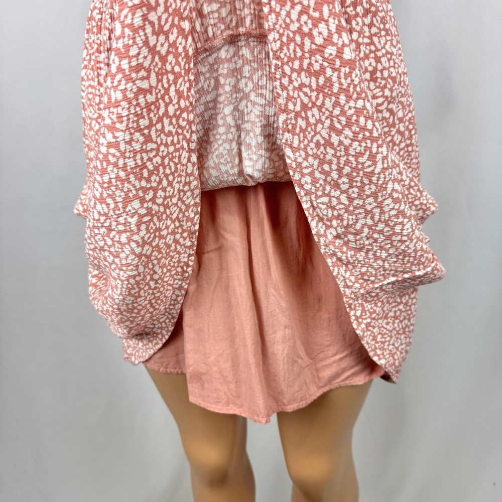 Abercrombie & Fitch Dress Ditsy Pink Leopard Mini Y2K 90s Summer Casual Sz M - Picture 7 of 13